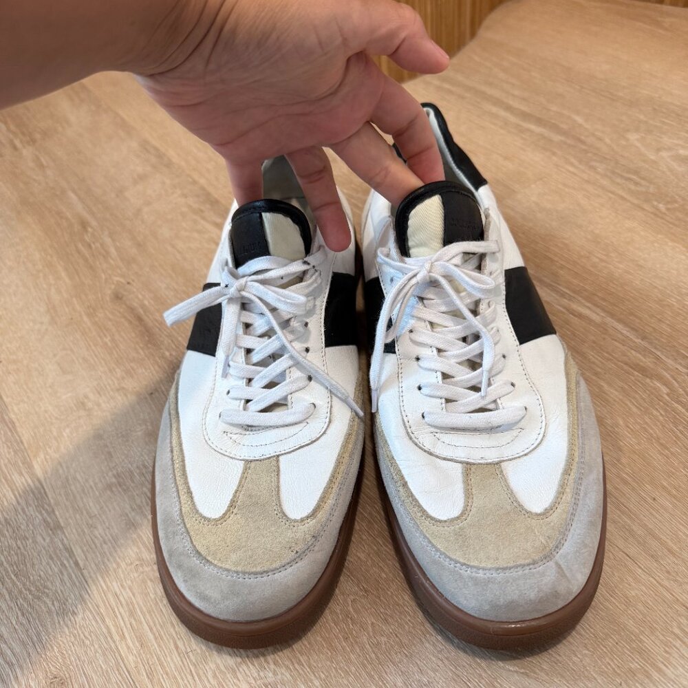 Collegium Court II - Black/White Leather - Size 13 (47) - Gum Sole